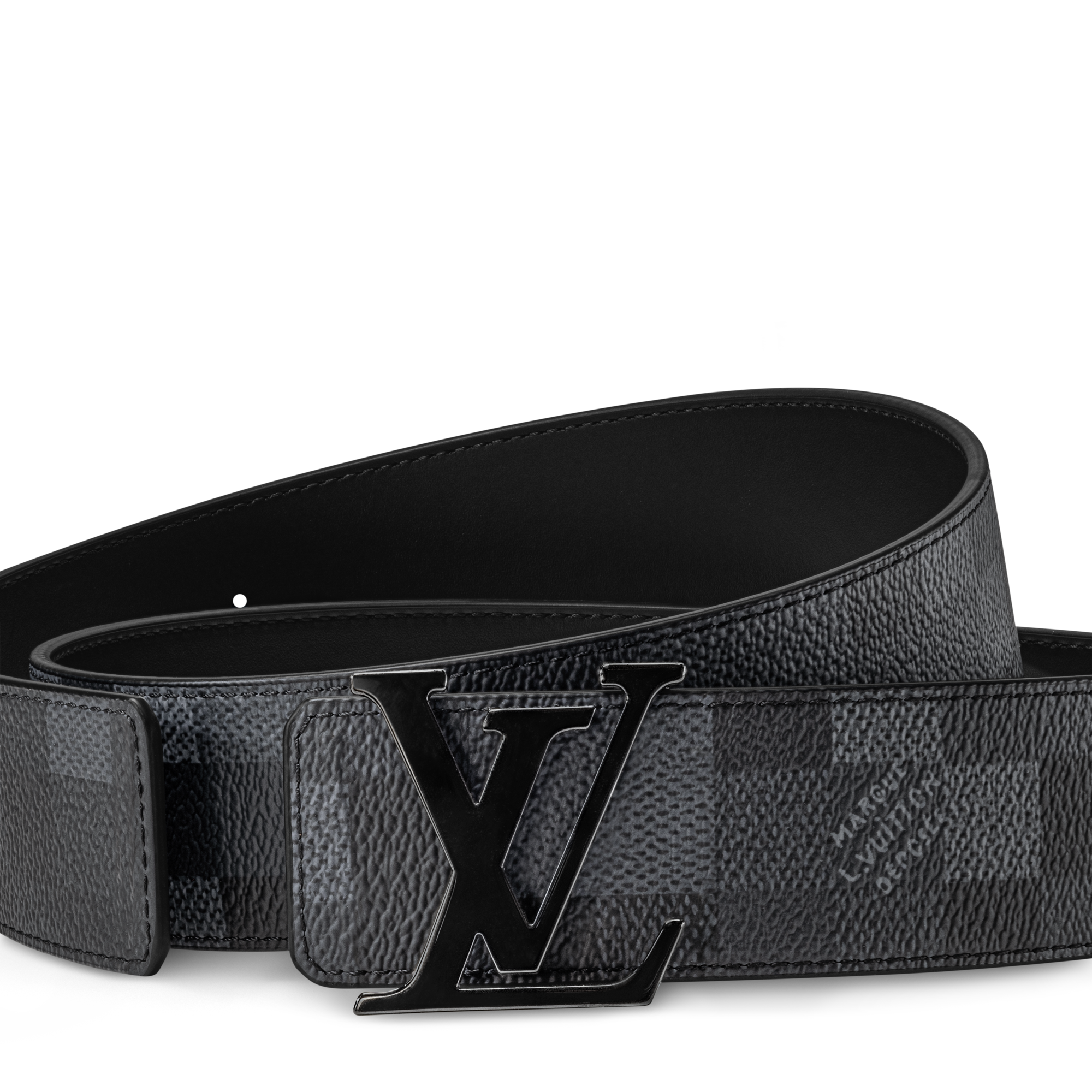 Louis Vuitton ブラック ベルト M0221 100 LV Initiales Damoflage 40mm Reversible Belt Damoflage